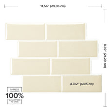 dimensions peel and stick backsplash tiles METRO beige Smart Tiles