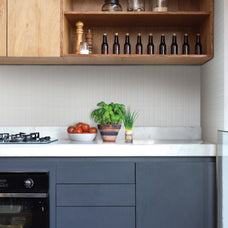 White peel-and-stick backsplash tile Smart Tiles in a kitchen