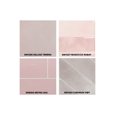 peel and stick backsplash tile sample kit pink smart tiles for kitchen, bathroom, vr and fireplace