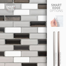 Smart Edge peel and stick backsplash tiles MURANO Black, Grey, White Smart Tiles