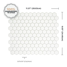 Dimensions peel and stick backsplash tiles HEXA Black Smart Tiles