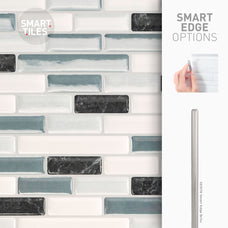 Smart Edge peel and stick backsplash tiles MURETTO Blue, White Smart Tiles
