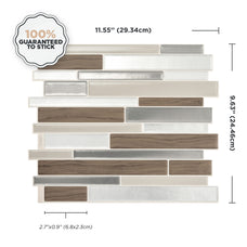 Dimensions peel and stick backsplash tiles MILANO Beige, Brown, Grey Smart Tiles