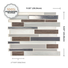 Dimensions peel and stick backsplash tiles MILANO Brown, Grey Smart Tiles
