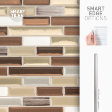 Smart Edge peel and stick backsplash tiles MURETTO Beige, White Smart Tiles