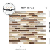 Dimensions peel and stick backsplash tiles MURETTO Beige, White Smart Tiles