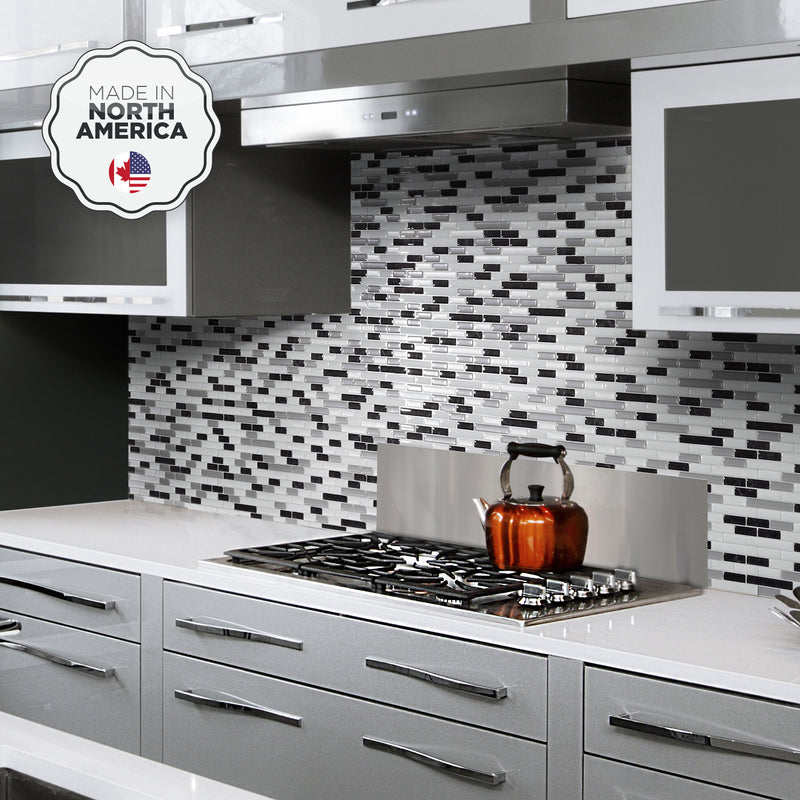 MURETTO Black, Grey, White peel and stick backsplash tile smart tiles for kitchen, bathroom, vr and fireplace