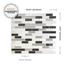 Dimensions peel and stick backsplash tiles MURETTO Black, Grey, White Smart Tiles