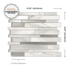 Dimensions peel and stick backsplash tiles MILANO Grey Smart Tiles
