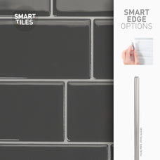 Smart Edge peel and stick backsplash tiles METRO Grey Smart Tiles