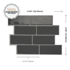 Dimensions peel and stick backsplash tiles METRO Grey Smart Tiles