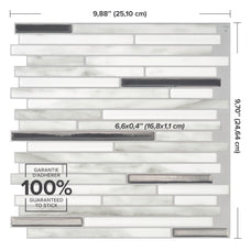 dimensions peel and stick backsplash tiles CAPRI Grey, White Smart Tiles
