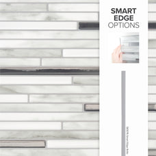 smart edge peel and stick backsplash tiles CAPRI Grey, White Smart Tiles