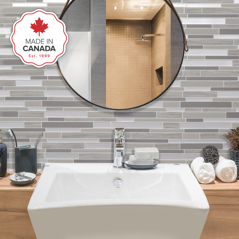 MILANO Grey peel and stick backsplash tile smart tiles for kitchen, bathroom, vr and fireplace