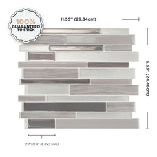 Dimensions peel and stick backsplash tiles MILANO Grey Smart Tiles