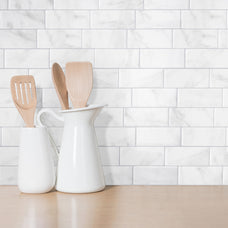 Smart Edge peel and stick backsplash tiles METRO Grey, White Smart Tiles