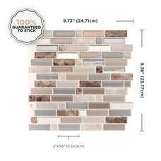 Dimensions peel and stick backsplash tiles CRESCENDO Beige, Brown, Grey Smart Tiles