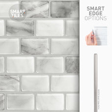 Smart Edge peel and stick backsplash tiles RAVENNA Grey, White Smart Tiles