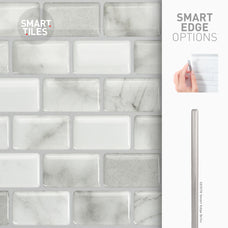 Smart Edge peel and stick backsplash tiles RAVENNA Grey, White Smart Tiles