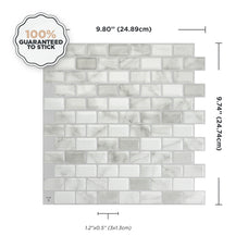 Dimensions peel and stick backsplash tiles RAVENNA Grey, White Smart Tiles
