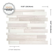 Dimensions peel and stick backsplash tiles MILANO Beige, White Smart Tiles