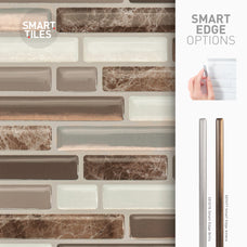 Smart Edge peel and stick backsplash tiles BELLAGIO Brown, Ivory Smart Tiles