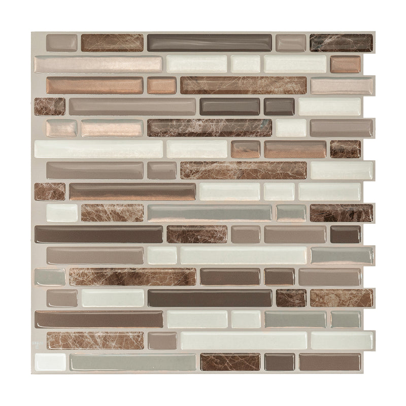 BELLAGIO Brown, Ivory peel and stick backsplash tile smart tiles for kitchen, bathroom, vr and fireplace