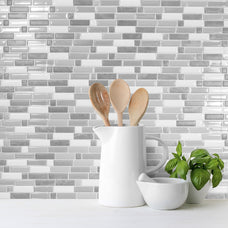 kitchen, bathroom peel and stick backsplash tiles CRESCENDO Grey, White Smart Tiles