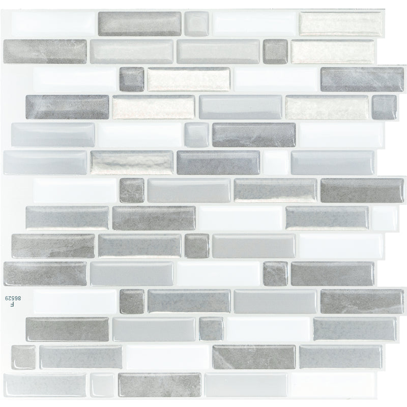 CRESCENDO Grey, White peel and stick backsplash tile smart tiles for kitchen, bathroom, vr and fireplace