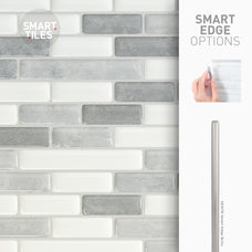 Smart Edge peel and stick backsplash tiles MURETTO Grey, White Smart Tiles