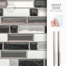 Smart Edge peel and stick backsplash tiles CRESCENDO Black, White Smart Tiles