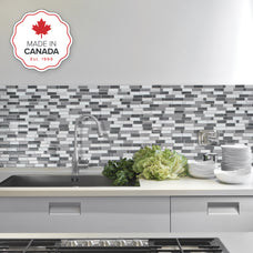 kitchen, bathroom peel and stick backsplash tiles CRESCENDO Black, White Smart Tiles