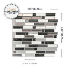 Dimensions peel and stick backsplash tiles CRESCENDO Black, White Smart Tiles