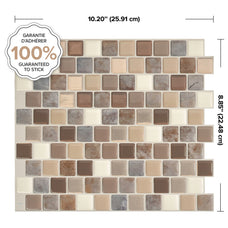 dimensions peel and stick backsplash tiles BRIXIA Beige, Brown Smart Tiles