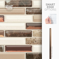 Smart Edge peel and stick backsplash tiles MILENZA Beige, Brown Smart Tiles