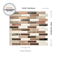 Dimensions peel and stick backsplash tiles MILENZA Beige, Brown Smart Tiles