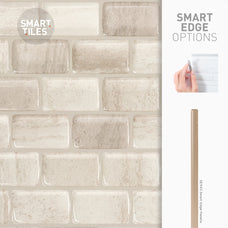 Smart Edge peel and stick backsplash tiles RAVENNA Beige Smart Tiles