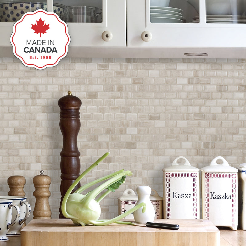 RAVENNA Beige peel and stick backsplash tile smart tiles for kitchen, bathroom, vr and fireplace