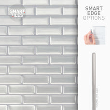 Smart Edge peel and stick backsplash tiles MURANO Stainless Steel Smart Tiles