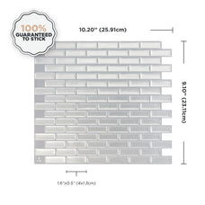 Dimensions peel and stick backsplash tiles MURANO Stainless Steel Smart Tiles