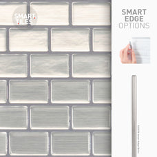 Smart Edge peel and stick backsplash tiles RAVENNA Stainless Steel Smart Tiles