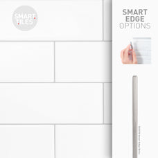 Smart Edge peel and stick backsplash tiles XL OSLO White Smart Tiles
