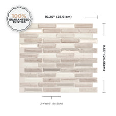 Dimensions peel and stick backsplash tiles MILENZA Beige Smart Tiles