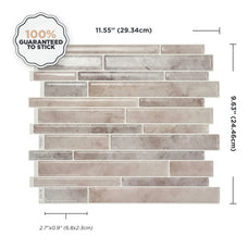 Dimensions peel and stick backsplash tiles MILANO Beige, Grey Smart Tiles