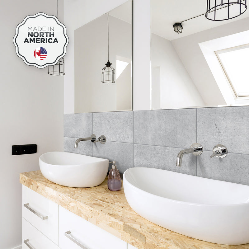 BLOK Grey peel and stick backsplash tile smart tiles for kitchen, bathroom, vr and fireplace