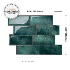Dimensions peel and stick backsplash tiles METRO Green Smart Tiles
