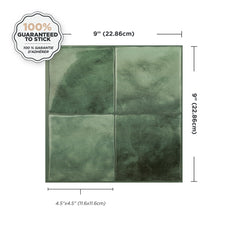 Dimensions peel and stick backsplash tile Zellige green Smart