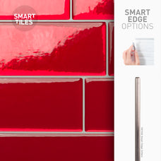 Smart Edge peel and stick backsplash tiles METRO Red Smart Tiles