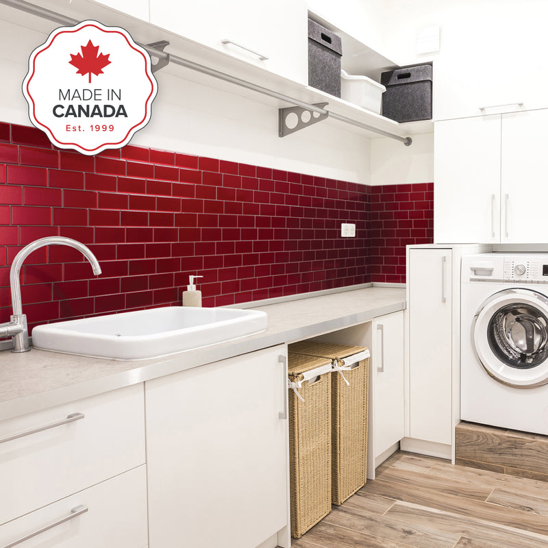METRO Red peel and stick backsplash tile smart tiles for kitchen, bathroom, vr and fireplace