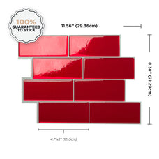 Dimensions peel and stick backsplash tiles METRO Red Smart Tiles